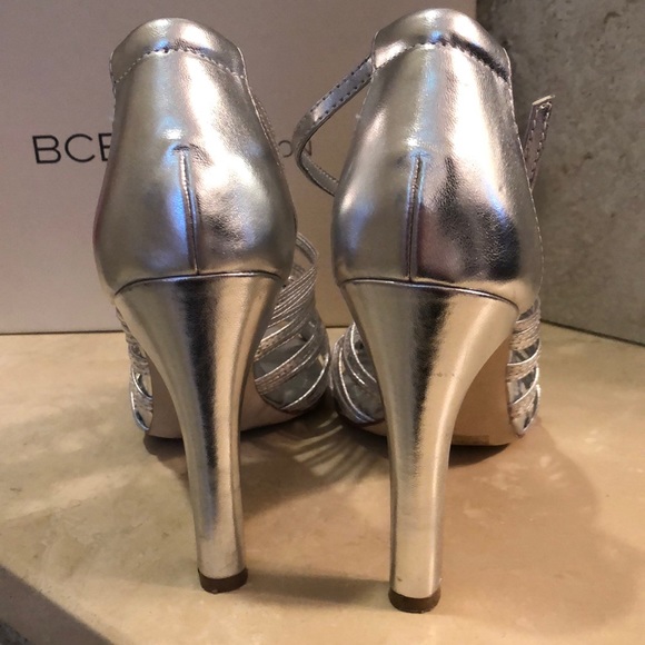 Silver open toe heels 8.5 - Picture 4 of 8